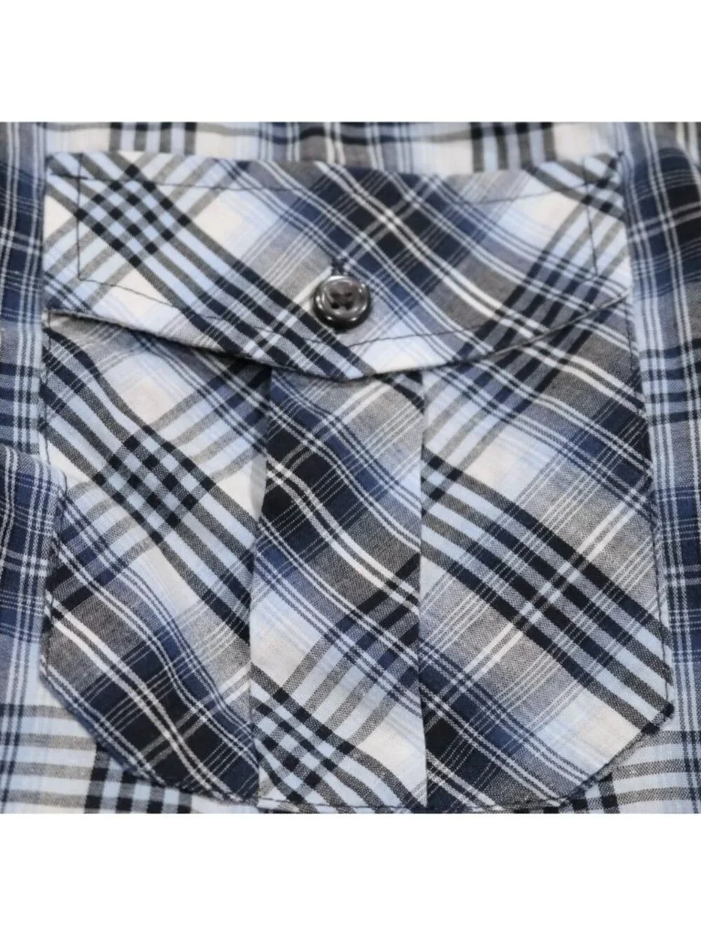 Western Utility Shirt Men XL Navy Plaid Button Up Indie Grunge Skater VTG 90 Y2K - Picture 6 of 10